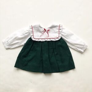 Vintage Mini togs green/dot mix bib dress 18m
